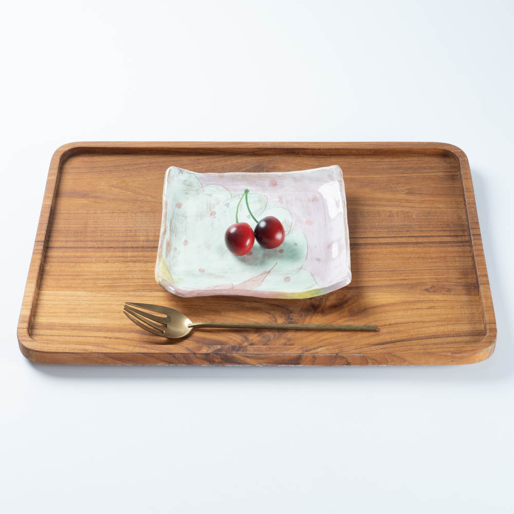 作家 森田みほ 四角皿 エメラルドグリーン ¥5,500 大人の焼き物