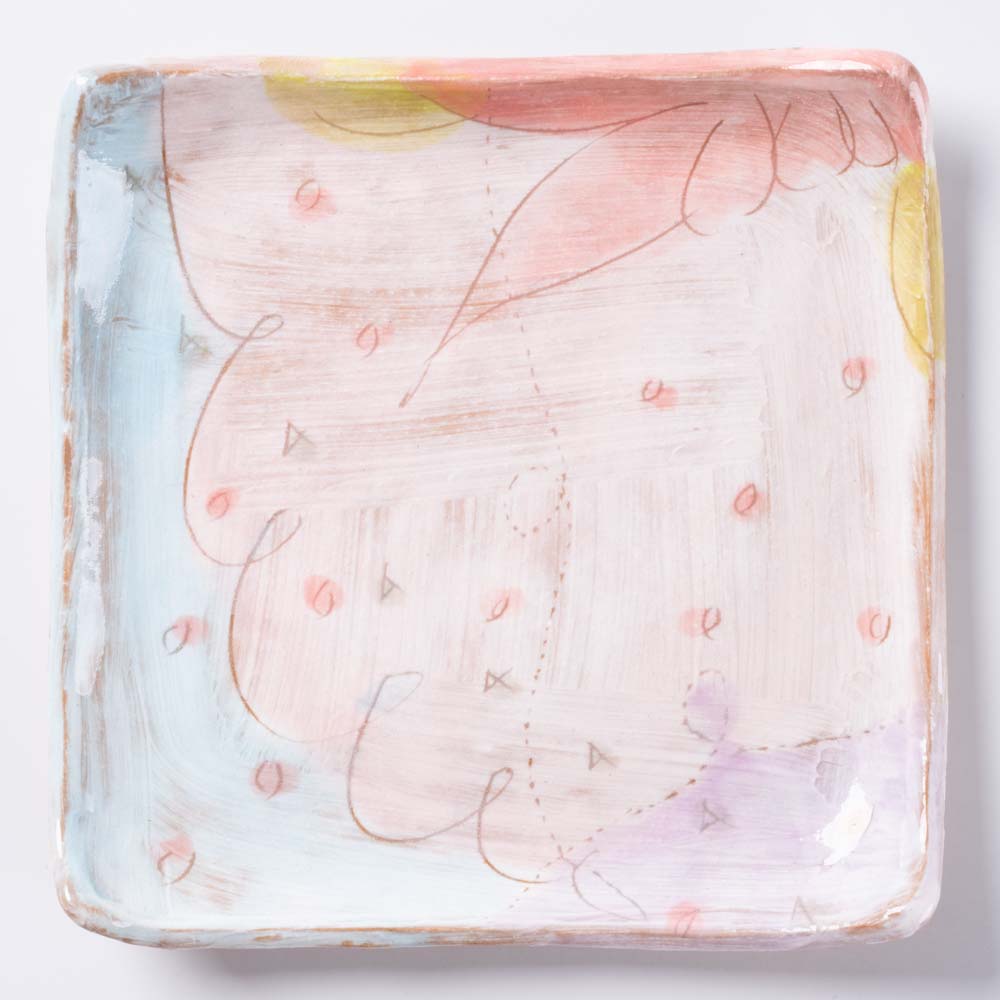 作家 森田みほ 四角皿 ピンク 作家 森田みほ 陶磁器作家もの
