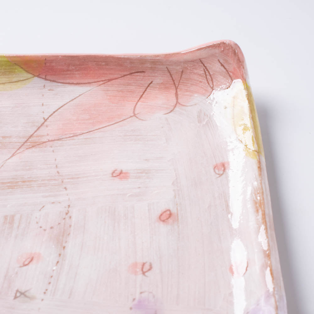 作家 森田みほ 四角皿 ピンク 作家 森田みほ 陶磁器作家もの