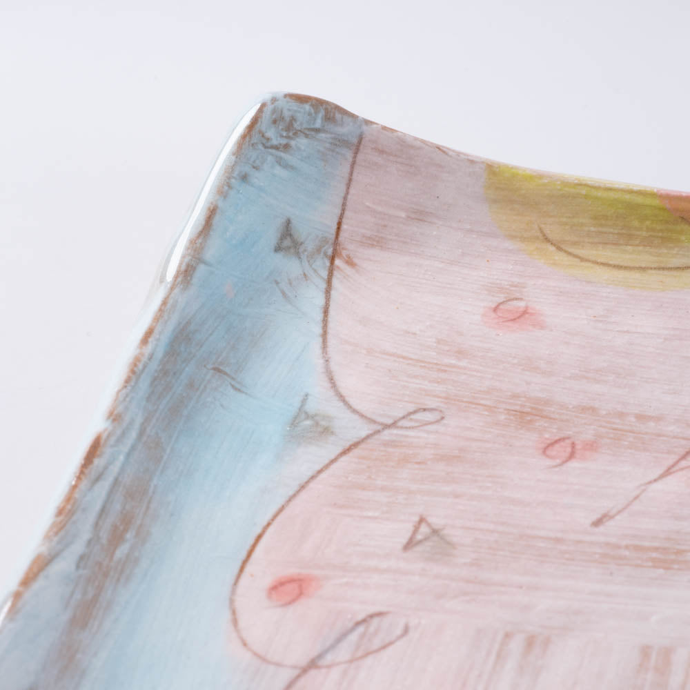 作家 森田みほ 四角皿 ピンク 作家 森田みほ 陶磁器作家もの