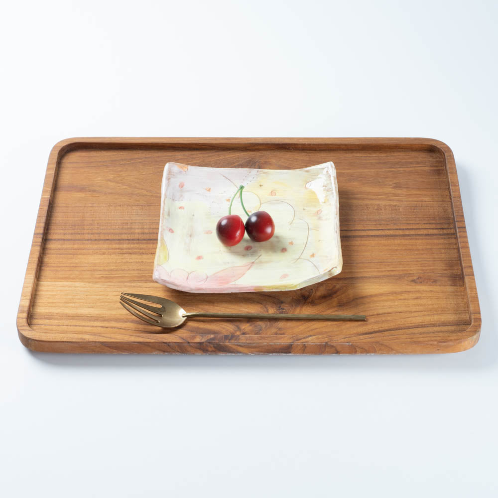 作家 森田みほ 四角皿 イエロー 作家 森田みほ 陶磁器作家もの