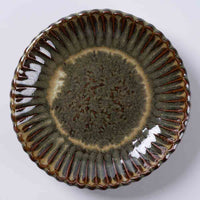 小代焼 小代本谷ちひろ窯 輪花皿 S 黒 小代焼 小代本谷ちひろ窯 小代焼