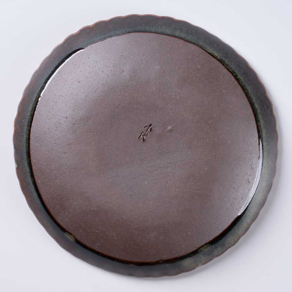 小代焼 小代本谷ちひろ窯 輪花皿 S 黒 小代焼 小代本谷ちひろ窯 小代焼