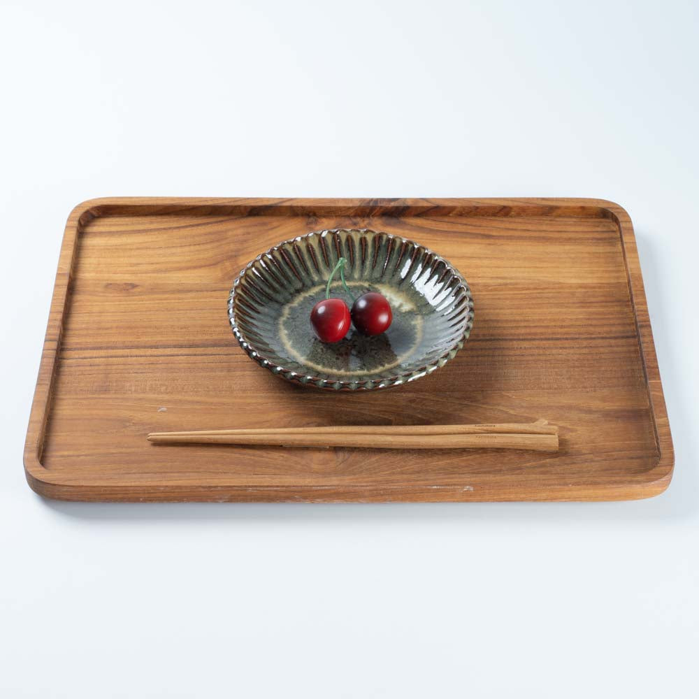 小代焼 小代本谷ちひろ窯 輪花皿 S 黒 小代焼 小代本谷ちひろ窯 小代焼