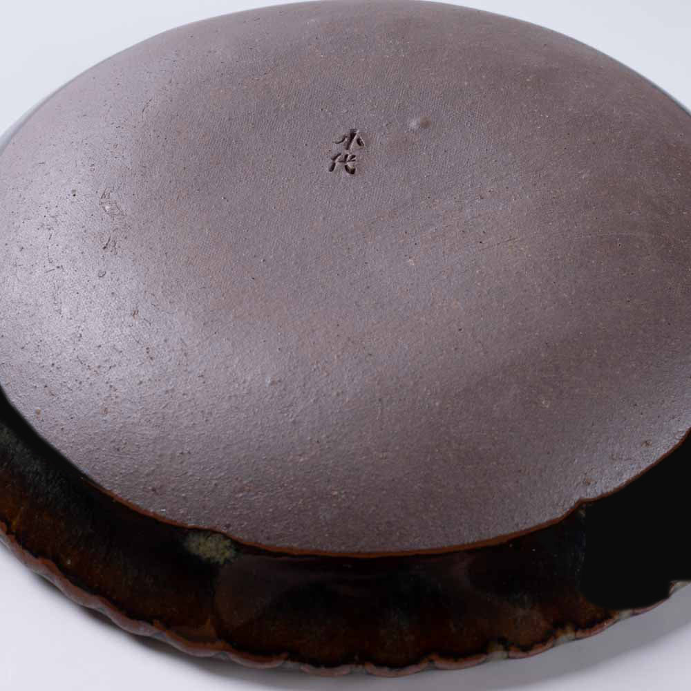 小代焼 小代本谷ちひろ窯 輪花皿 S 黒 小代焼 小代本谷ちひろ窯 小代焼