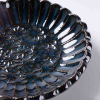 小代焼 小代本谷ちひろ窯 輪花皿 SS 青 小代焼 小代本谷ちひろ窯 小代焼