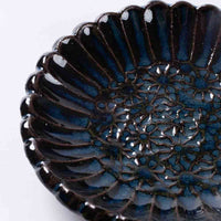 小代焼 小代本谷ちひろ窯 輪花皿 SS 青 小代焼 小代本谷ちひろ窯 小代焼