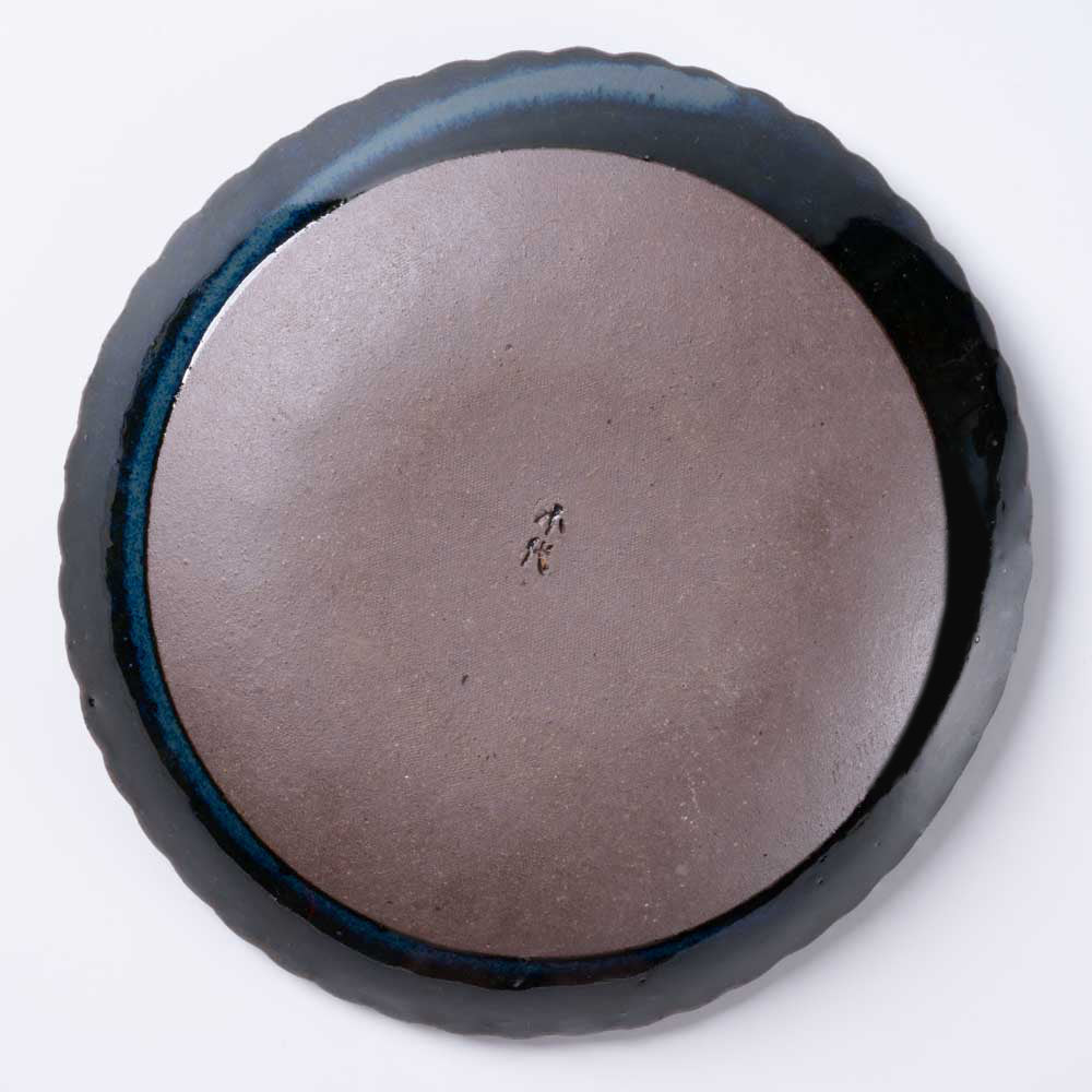 小代焼 小代本谷ちひろ窯 輪花皿 S 青 小代焼 小代本谷ちひろ窯 小代焼