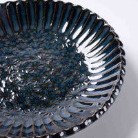 小代焼 小代本谷ちひろ窯 輪花皿 S 青 小代焼 小代本谷ちひろ窯 小代焼