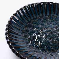 小代焼 小代本谷ちひろ窯 輪花皿 S 青 小代焼 小代本谷ちひろ窯 小代焼