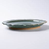 小代焼 小代本谷ちひろ窯 リム緑釉皿 中 小代焼 小代本谷ちひろ窯 小代焼