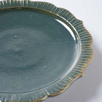 小代焼 小代本谷ちひろ窯 リム緑釉皿 中 小代焼 小代本谷ちひろ窯 小代焼