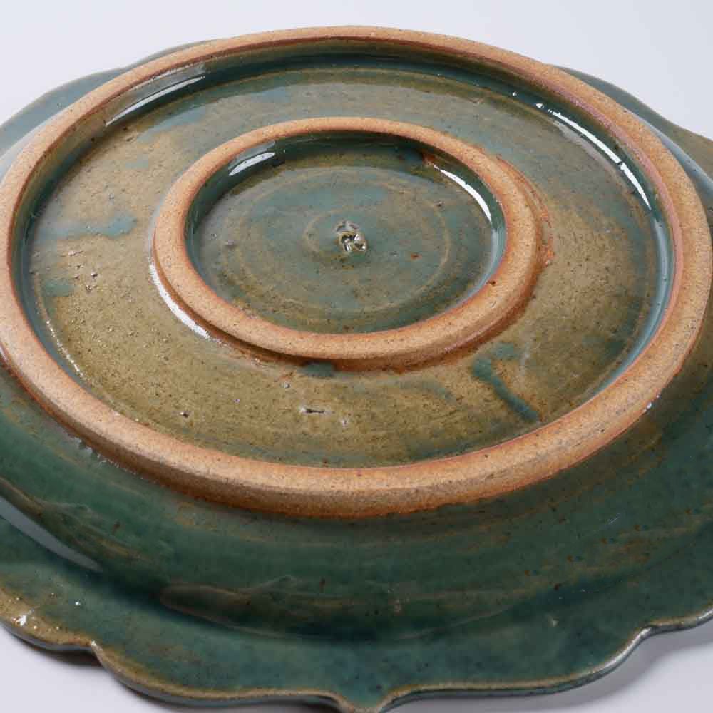 小代焼 小代本谷ちひろ窯 リム緑釉皿 中 小代焼 小代本谷ちひろ窯 小代焼