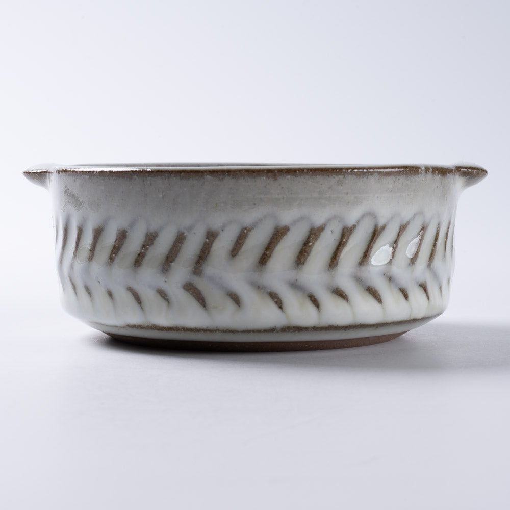 小代焼 小代本谷ちひろ窯 耳付き筒浅鉢 白 小代焼 小代本谷ちひろ窯 小代焼