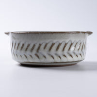 小代焼 小代本谷ちひろ窯 耳付き筒浅鉢 白 小代焼 小代本谷ちひろ窯 小代焼