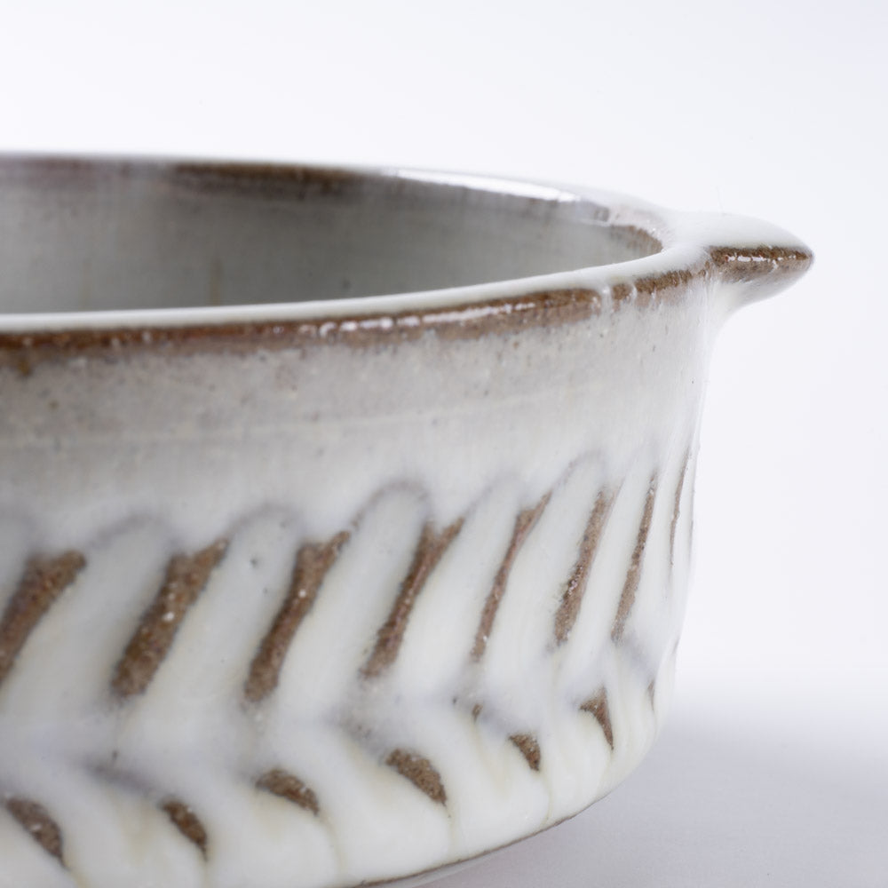 小代焼 小代本谷ちひろ窯 耳付き筒浅鉢 白 小代焼 小代本谷ちひろ窯 小代焼