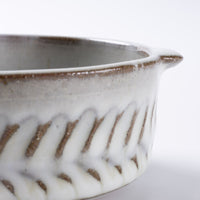 小代焼 小代本谷ちひろ窯 耳付き筒浅鉢 白 小代焼 小代本谷ちひろ窯 小代焼