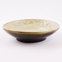 作家 笠原良子 地釉花文リム鉢 6寸 作家 笠原良子 陶磁器作家もの