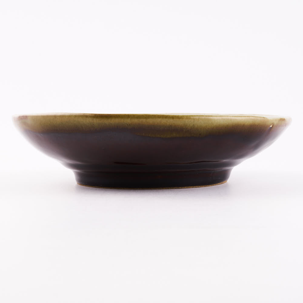 作家 笠原良子 地釉花文リム鉢 6寸 作家 笠原良子 陶磁器作家もの