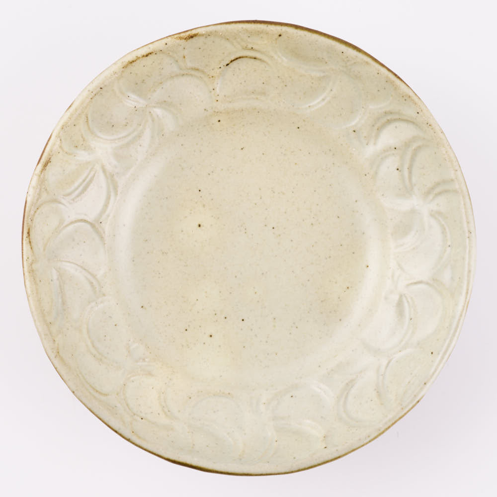 作家 笠原良子 地釉花文リム鉢 6寸 作家 笠原良子 陶磁器作家もの