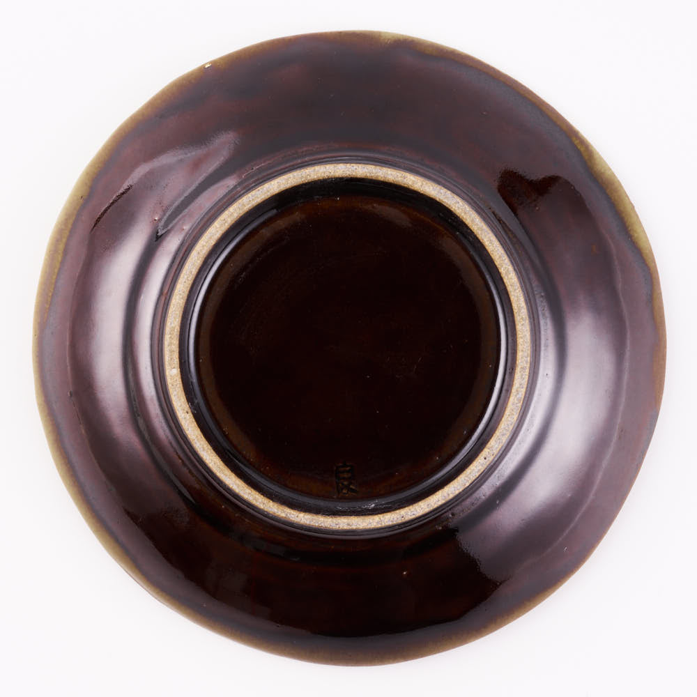 作家 笠原良子 地釉花文リム鉢 6寸 作家 笠原良子 陶磁器作家もの