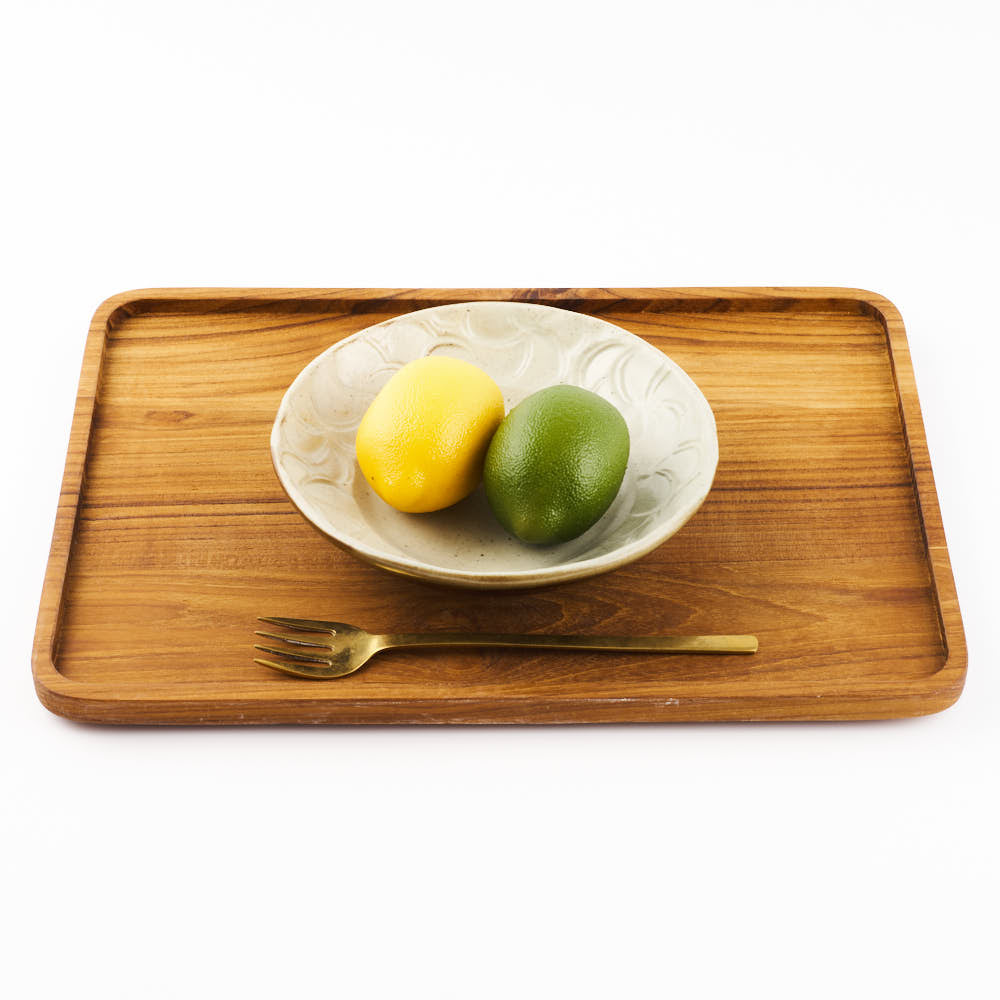 作家 笠原良子 地釉花文リム鉢 6寸 作家 笠原良子 陶磁器作家もの