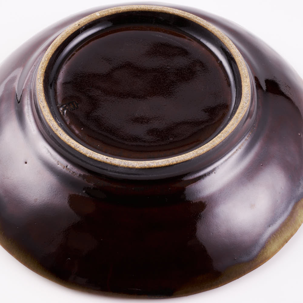 作家 笠原良子 地釉花文リム鉢 6寸 作家 笠原良子 陶磁器作家もの