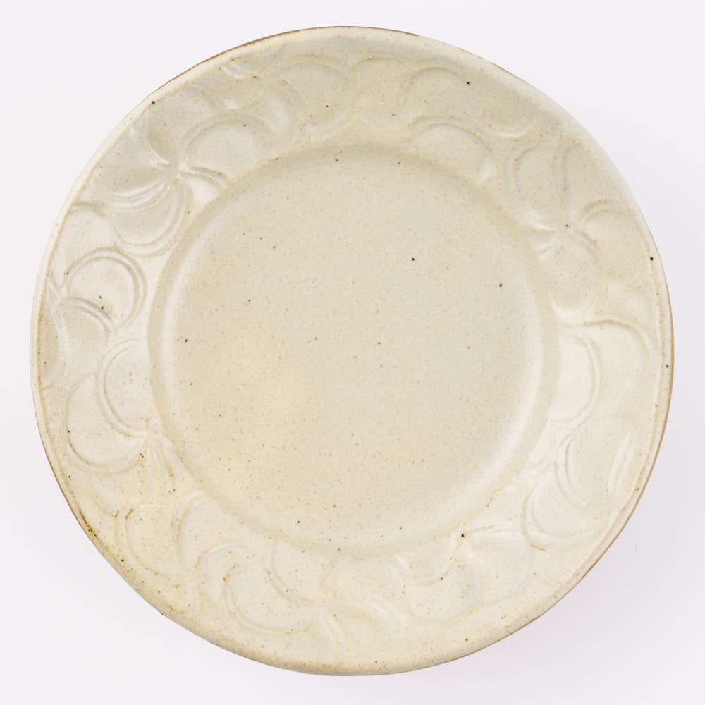 作家 笠原良子 地釉花文リム鉢 7寸 作家 笠原良子 陶磁器作家もの