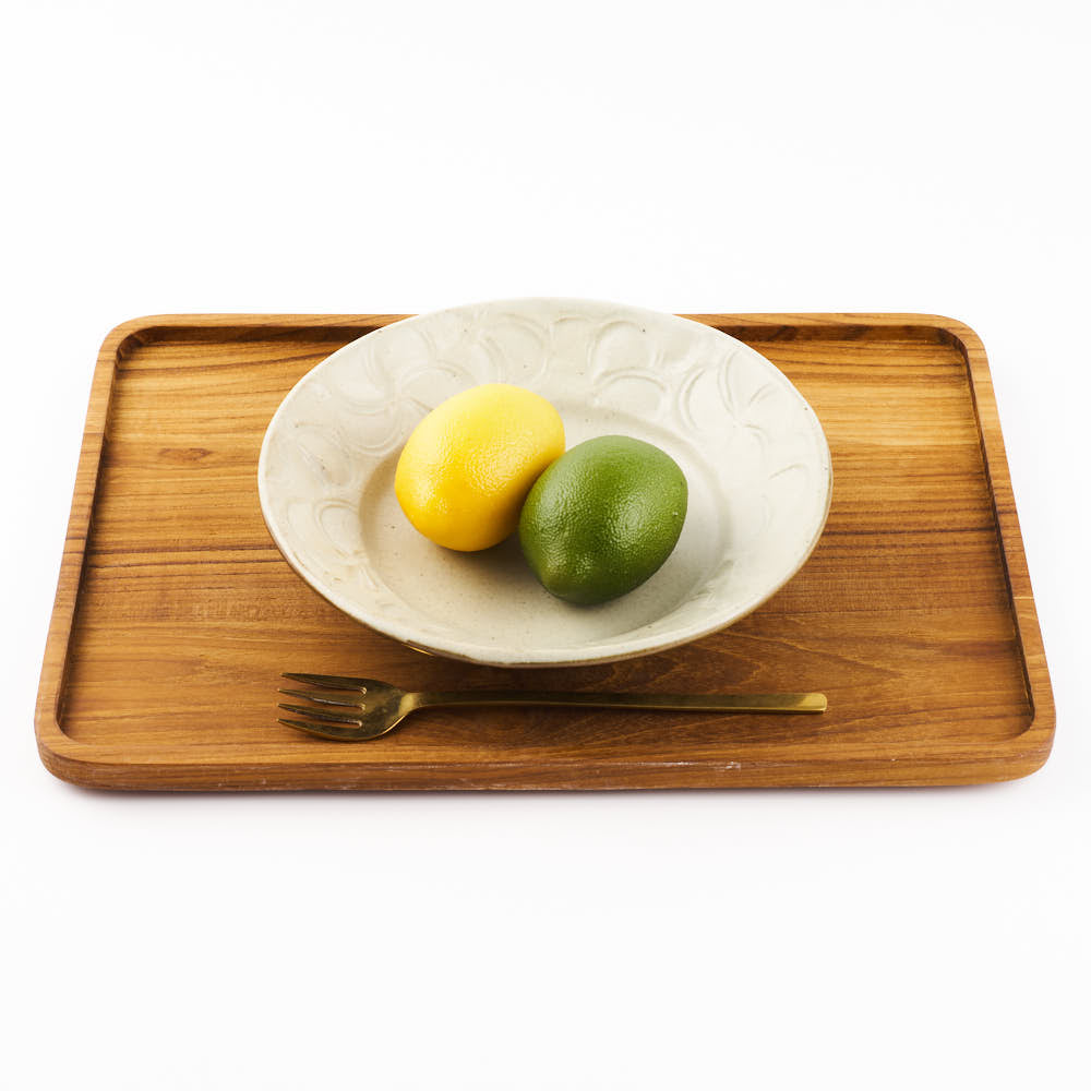 作家 笠原良子 地釉花文リム鉢 7寸 作家 笠原良子 陶磁器作家もの