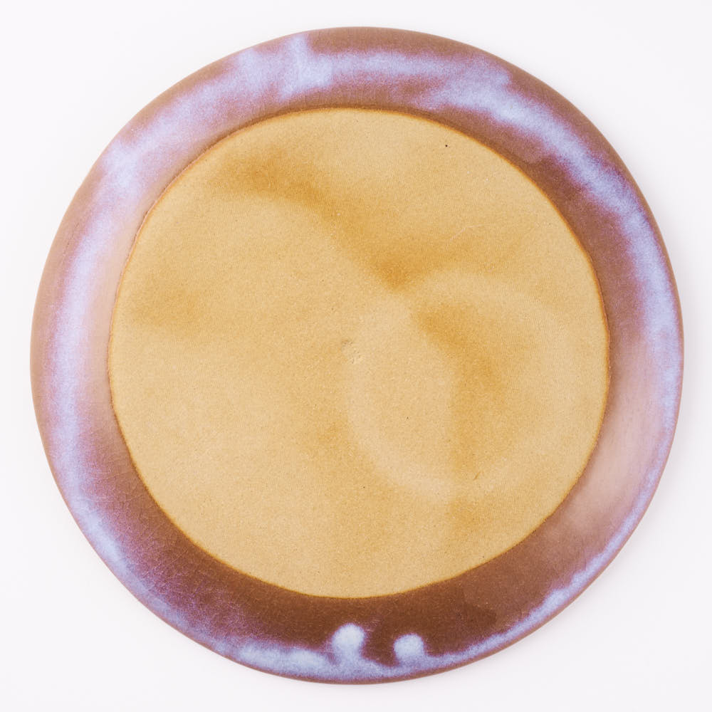 萩焼 松光山 輪花7寸皿 粉引紫 萩焼 松光山 萩焼