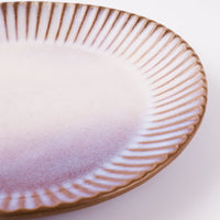 萩焼 松光山 輪花7寸皿 粉引紫 萩焼 松光山 萩焼