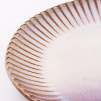 萩焼 松光山 輪花7寸皿 粉引紫 萩焼 松光山 萩焼