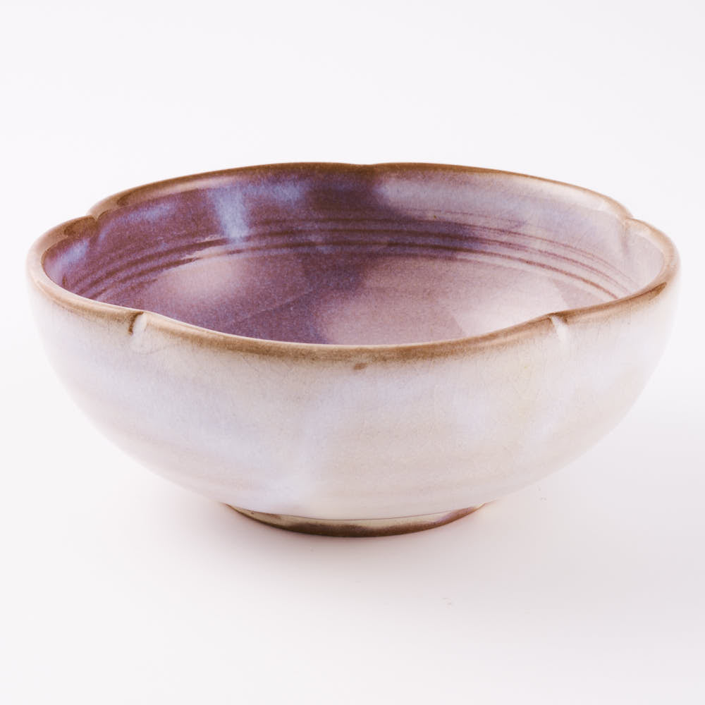 萩焼 松光山 輪花小鉢 粉引紫 萩焼 松光山 萩焼