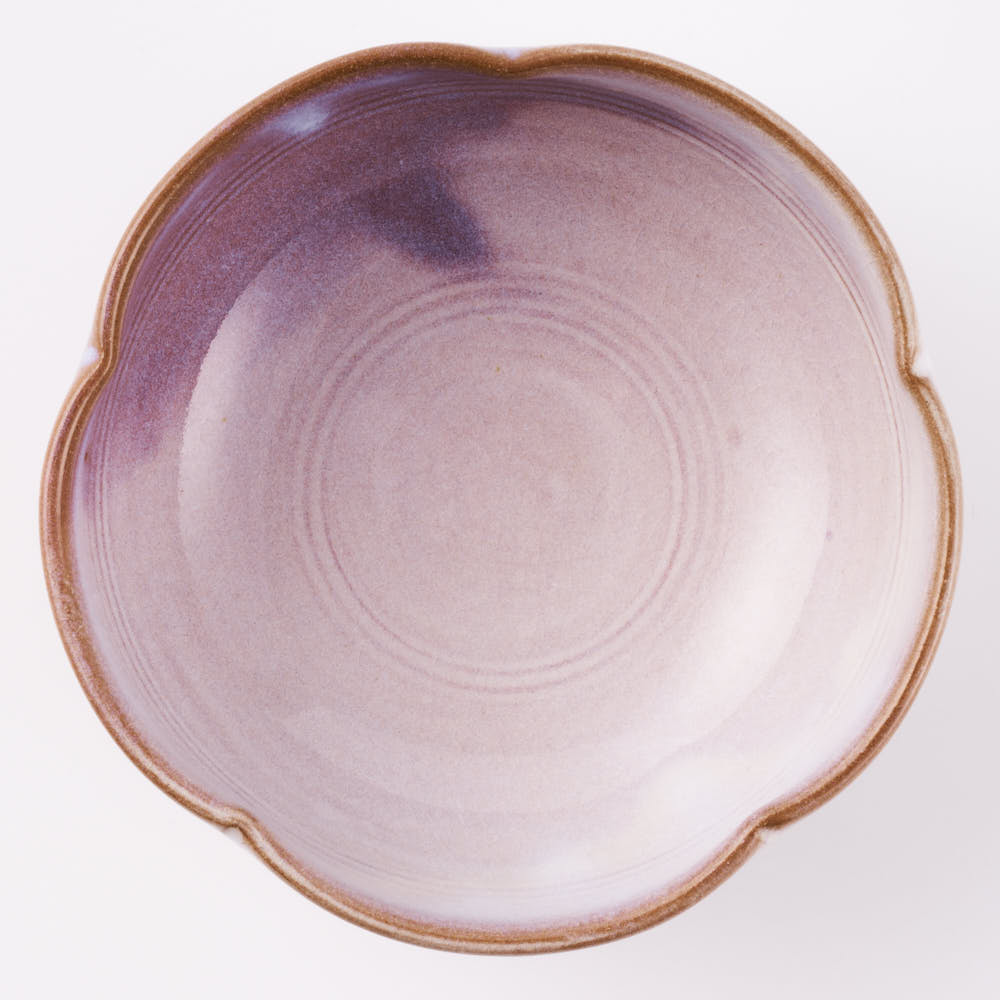 萩焼 松光山 輪花小鉢 粉引紫 萩焼 松光山 萩焼