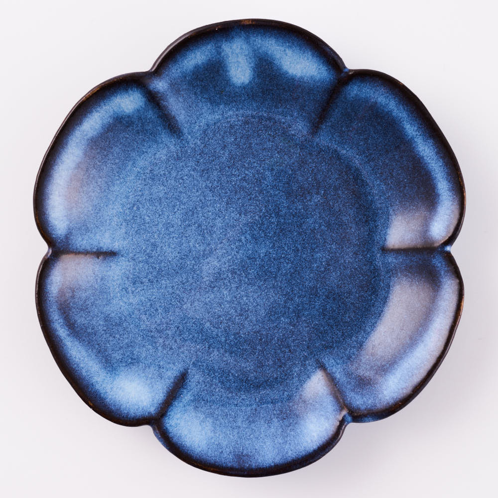 萩焼 松光山 花形4.5寸皿 青萩釉 萩焼 松光山 萩焼