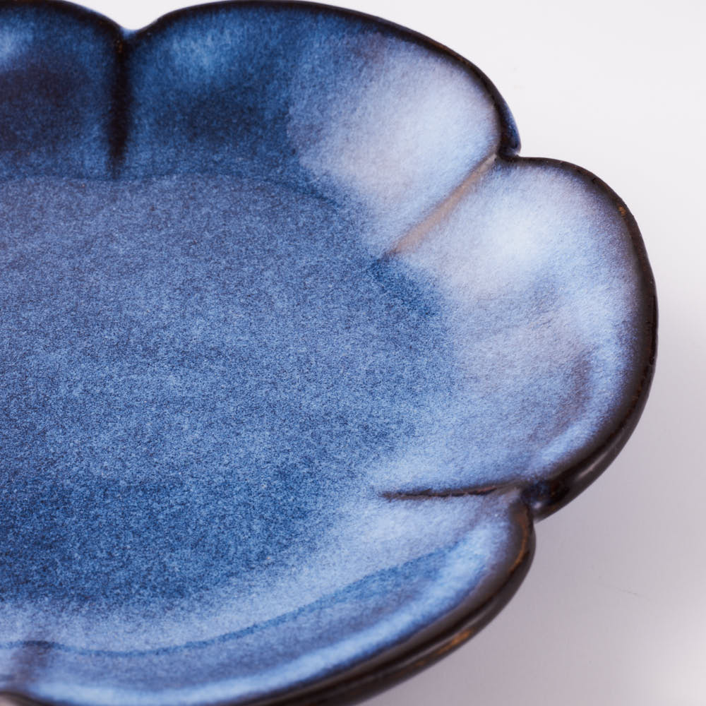 萩焼 松光山 花形4.5寸皿 青萩釉 萩焼 松光山 萩焼