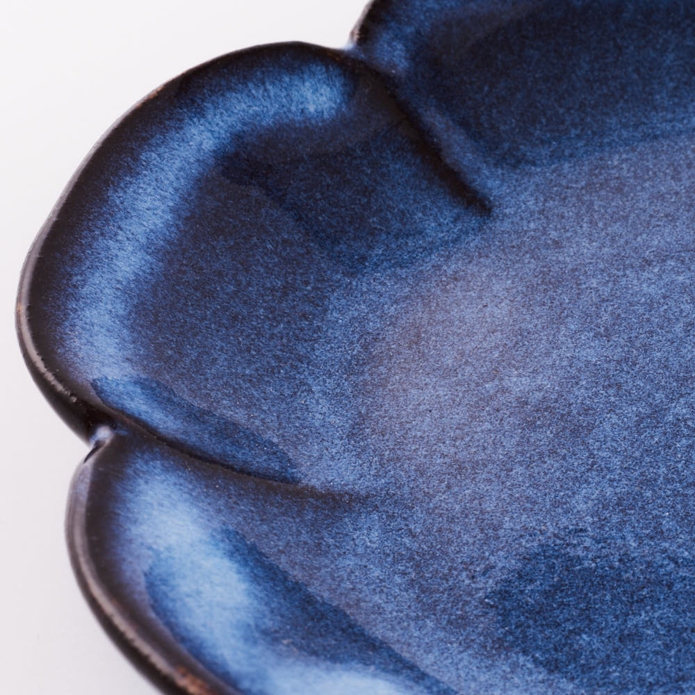 萩焼 松光山 花形4.5寸皿 青萩釉 萩焼 松光山 萩焼