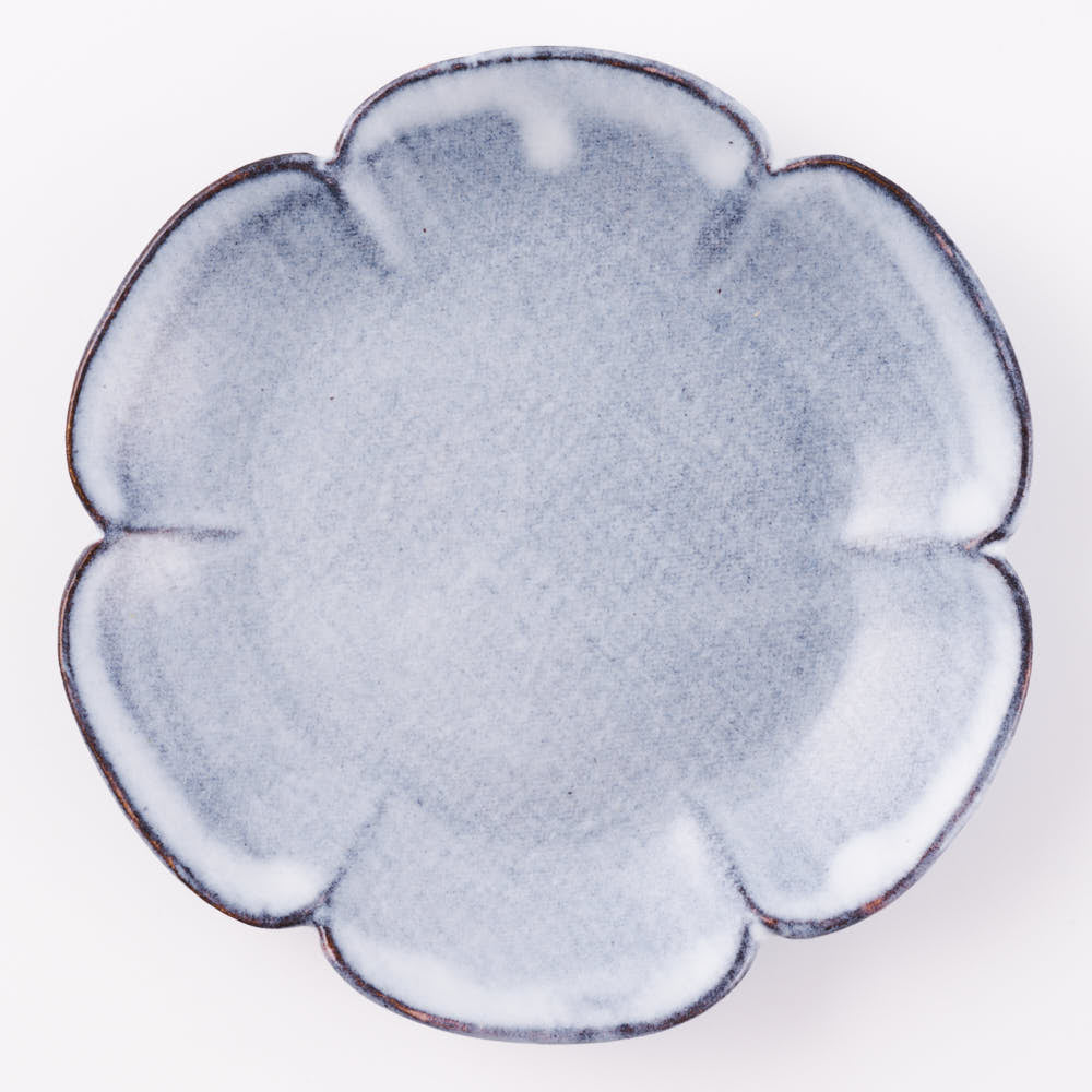 萩焼 松光山 花形4.5寸皿 グレー 萩焼 松光山 萩焼