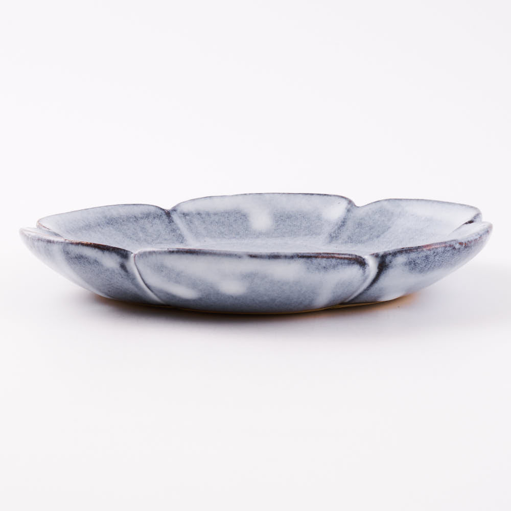 萩焼 松光山 花形4.5寸皿 グレー 萩焼 松光山 萩焼