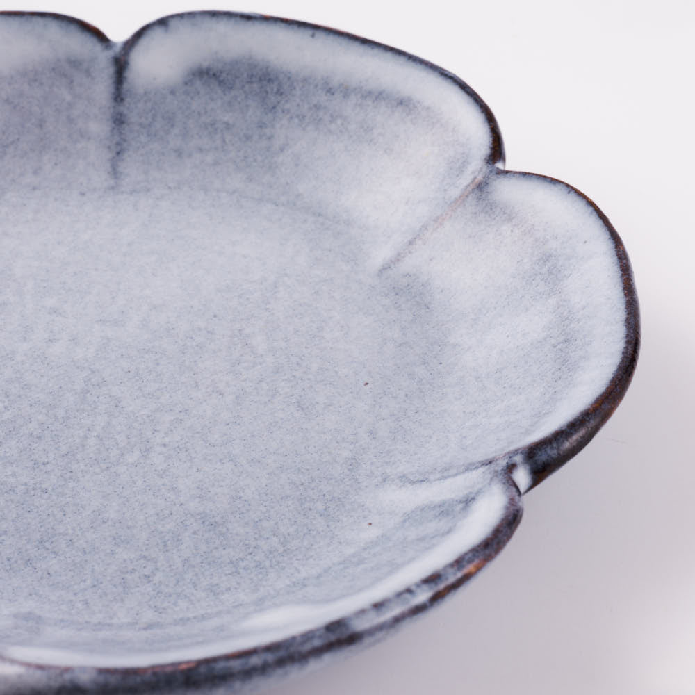 萩焼 松光山 花形4.5寸皿 グレー 萩焼 松光山 萩焼