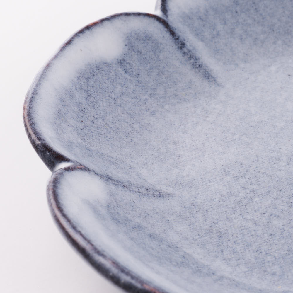 萩焼 松光山 花形4.5寸皿 グレー 萩焼 松光山 萩焼