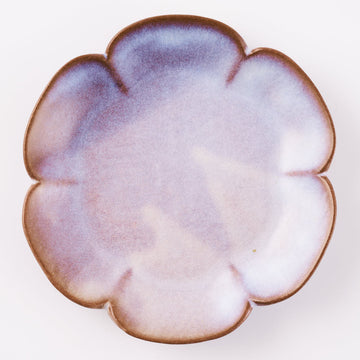 萩焼　松光山　花形4.5寸皿　粉引紫 萩焼　松光山 萩焼