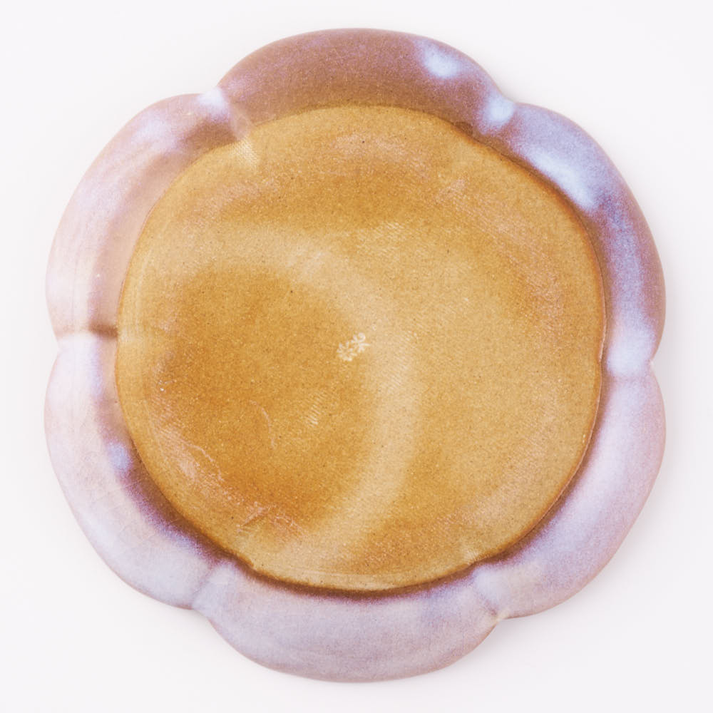 萩焼 松光山 花形4.5寸皿 粉引紫 萩焼 松光山 萩焼