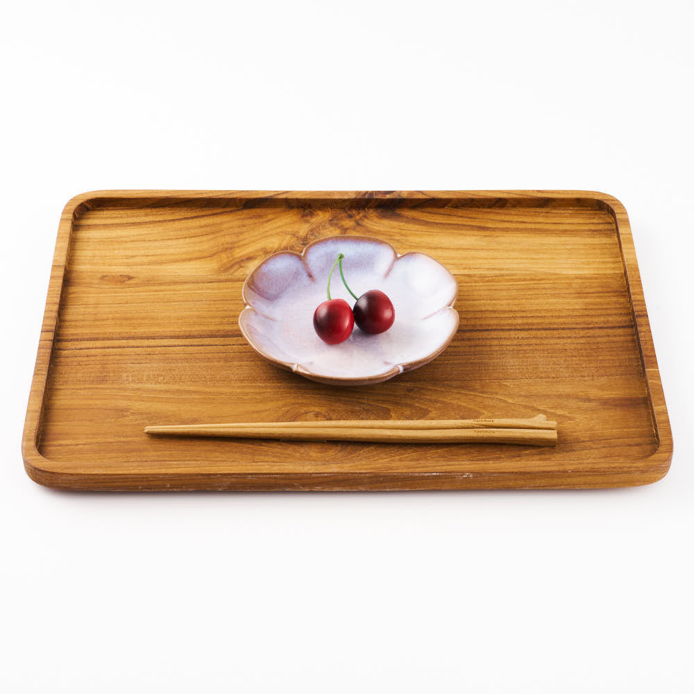 萩焼 松光山 花形4.5寸皿 粉引紫 萩焼 松光山 萩焼