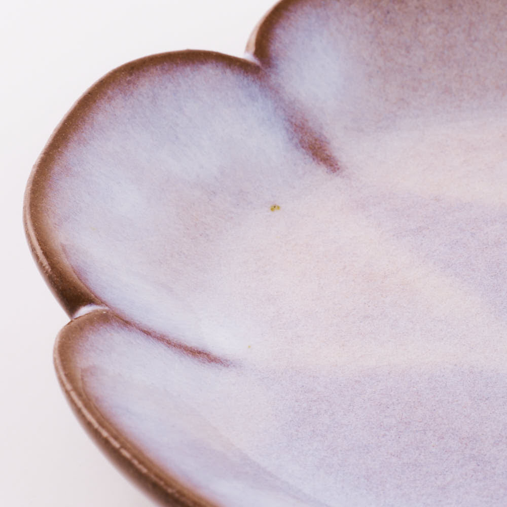 萩焼 松光山 花形4.5寸皿 粉引紫 萩焼 松光山 萩焼