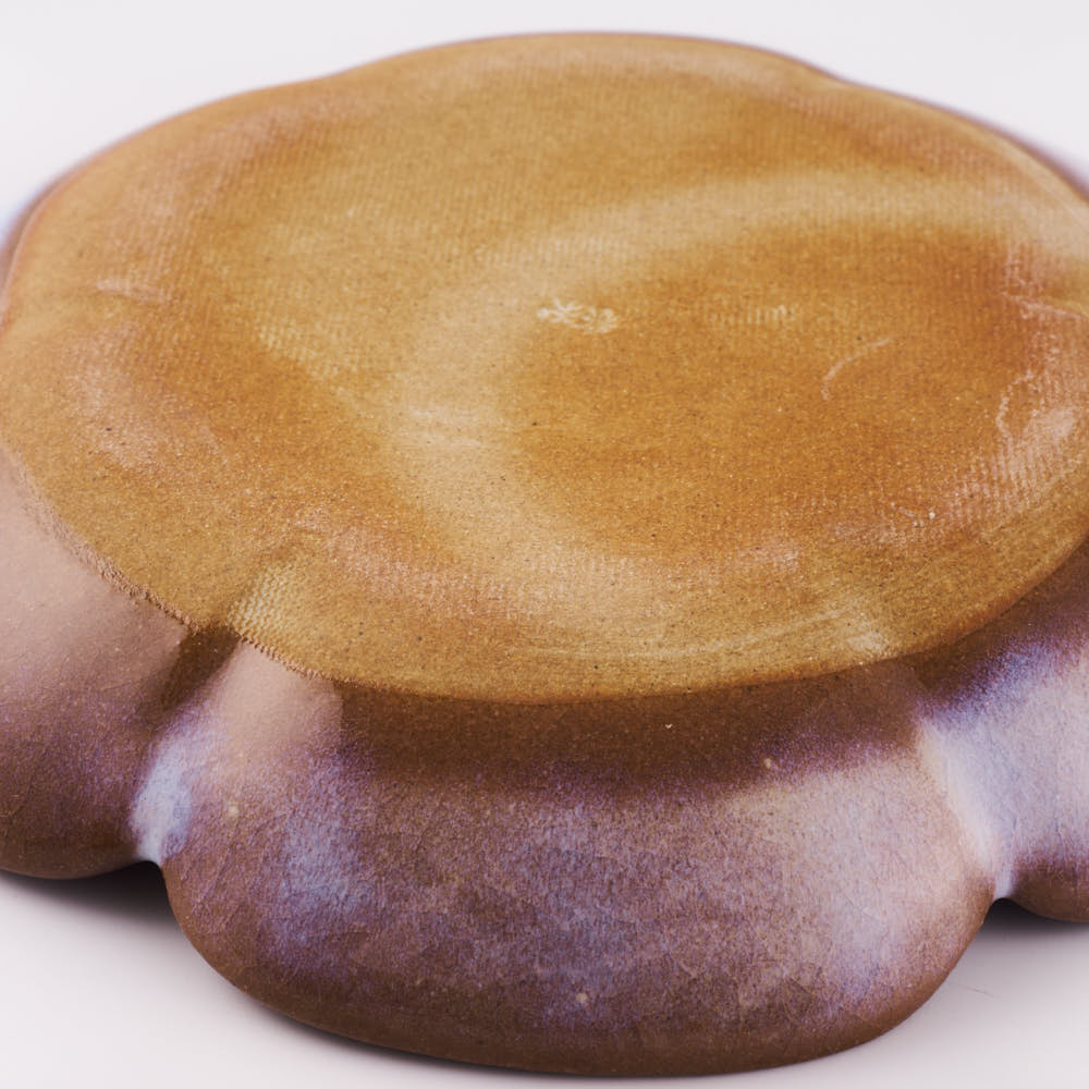 萩焼 松光山 花形4.5寸皿 粉引紫 萩焼 松光山 萩焼