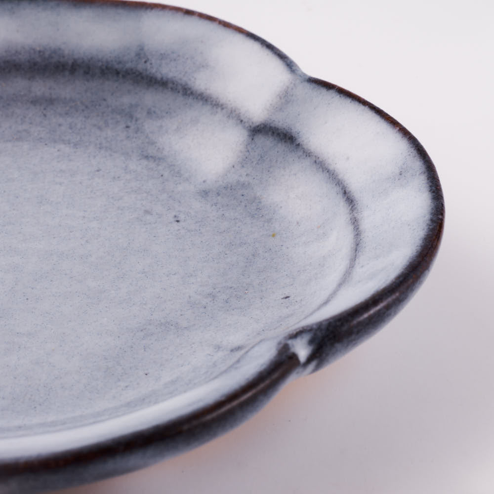 萩焼 松光山 木瓜4寸皿 グレー 萩焼 松光山 萩焼