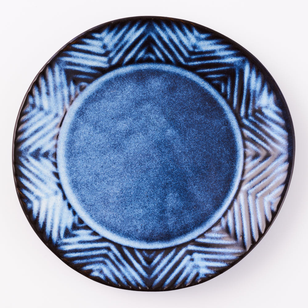 萩焼 松光山 矢羽根6寸皿 青萩釉 萩焼 松光山 萩焼