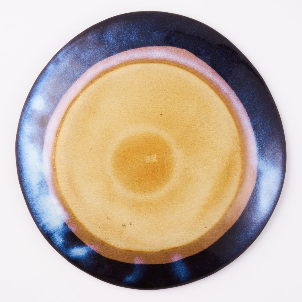 萩焼 松光山 矢羽根6寸皿 青萩釉 萩焼 松光山 萩焼