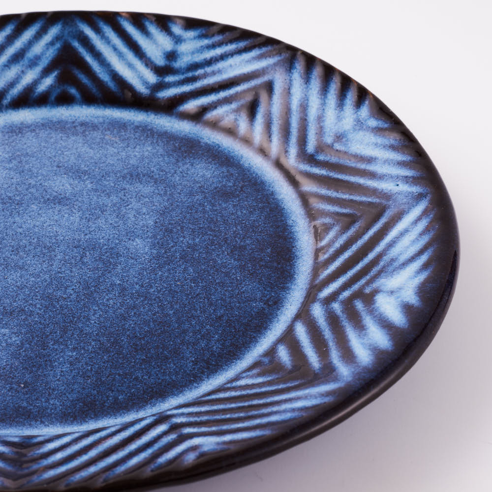 萩焼 松光山 矢羽根6寸皿 青萩釉 萩焼 松光山 萩焼